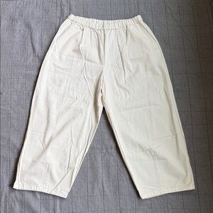 Cream Cotton Barrel pants